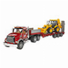 BRUDER MACK GRANITE LOW LOADER AND JCB 4CX BACKHOE LOADER (RED)