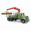 BRUDER MACK GRANITE WOOD TRANSPORT TRUCK (GREEN, WITH 3 LOGS)