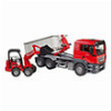 BRUDER MAN TGS TRUCK WITH ROLL-OFF CONTAINER AND SCHΔFFER YARD LOADER