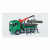BRUDER MAN TIMBER TRANSPORT TRUCK WITH LOADING CRANE AND 3 TREE TRUNKS
