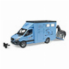 BRUDER MB SPRINTER ANIMAL TRANSPORTER WITH HORSE (BLUE)