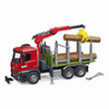 BRUDER MERCEDES BENZ AROCS TIMBER TRANSPORT TRUCK LOADING CRANE, GRAB AND 3 TREE TRUNKS)