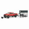 BRUDER RAM 2500 POWER WAGON WITH HORSE TRAILER (RED/WHITE, AND HORSE)