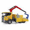 BRUDER SCANIA SUPER 560R CONSTRUCTION SITE TRUCK WITH CRANE AND 2 PALLETS