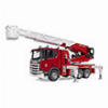 BRUDER SCANIA SUPER 560R FIRE BRIGADE WITH TURNTABLE LADDER, WATER PUMP, LIGHT & SOUND