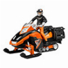 BRUDER SNOWMOBILE WITH DRIVER AND EQUIPMENT (ORANGE/BLACK)