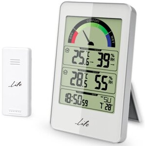 LIFE WES-203 WEATHER STATION WITH WIRELESS OUTDOOR SENSOR AND CLOCK WITH ALARM FUNCTION