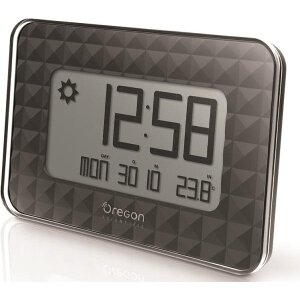 OREGON SCIENTIFIC JW208-BK GLAZE DIGITAL WALL CLOCK WEATHER STATION JUMBO BLACK