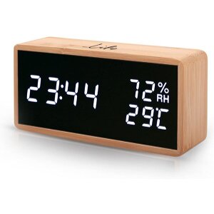 LIFE WES-108 BAMBOO DIGITAL INDOOR THERMOMETER/HYGROMETER WITH CLOCK, ALARM AND CALENDAR