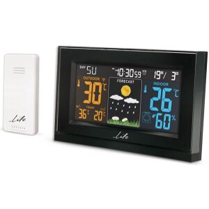 LIFE TUNDRA CURVED DESIGN WEATHER STATION WITH WIRELESS OUTDOOR SENSOR AND ALARM/CLOCK