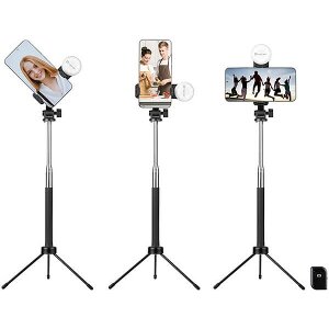 TRACER TRIPOD & SELFIE STICK WITH LAMP AND BT REMOTE CONTROL