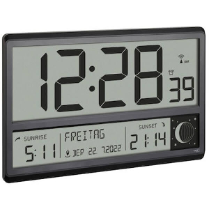 TFA 60.4524.01 BLACK DIGITAL XL WALL CLOCK