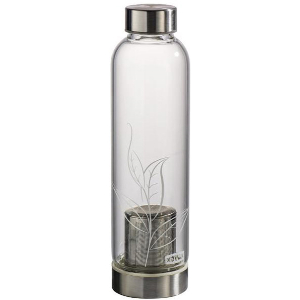 HAMA 111233 GLASS DRINKING BOTTLE WITH SIEVE AND NEOPRENE SLEEVE, 500 ML, BLACK