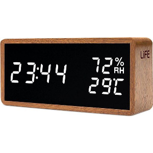 LIFE NOBLE SAPELE ΘΕΡΜΟΜΕΤΡΟ/ΥΓΡΟΜΕΤΡΟ ΜΕ ΡΟΛΟΙ ΚΑΙ ΞΥΠΝΗΤΗΡΙ 221-0455