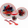 STOR: MARVEL SPIDERMAN - 5 PCS NON SLIP BICOLOR PREMIUM SET (PLATE BOWL TUMBLER & CUTLERY) (83581)