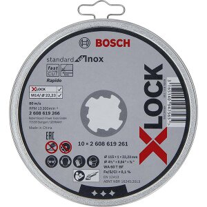 ΔΙΣΚΟΙ ΚΟΠΗΣ INOX 10 TEM BOSCH X-LOCK 115MM 1X22.2 2608619266