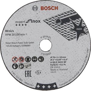 ΔΙΣΚΟΙ ΚΟΠΗΣ INOX 5 ΤΕΜ BOSCH 76X1X10 MM ΓΙΑ GWS 12V-76 2608601520