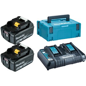 MAKITA BATTERY KIT 18V 2X BL1860 6AH + DC18RD DUAL CHARGER MAKPAC 198077-8