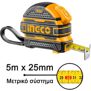ΜΕΤΡΟΤΑΙΝΙΑ ΜΕ ΔΙΠΛΟ ΣΤΟΠ 5M X 25MM INGCO HSMT08525-1