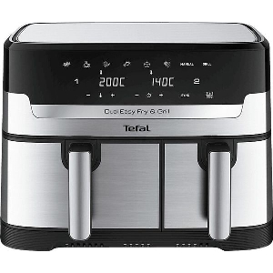 TEFAL DUAL EASY FRY & GRILL EY905D DOUBLE 8.3 L STAND-ALONE 2700 W HOT AIR FRYER STAINLESS STEEL