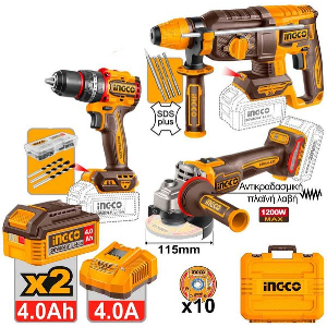 ΕΡΓΑΛΕΙΑ ΜΠΑΤΑΡΙΑΣ 20V LI-ION ΣΕΤ 3 ΤΕΜ. INGCO CKLI202598E