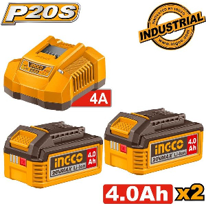 ΜΠΑΤΑΡΙΑ 2 ΤΕΜ. 4.0AH + ΦΟΡΤΙΣΤΗΣ 4Α 1 ΤΕΜ. ΣΕΤ INGCO FBCPK2013E