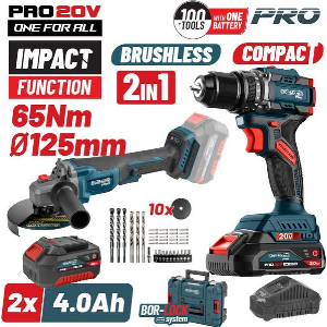 BORMANN PRO BBP5433X44T2CA ΣΕΤ COMPACT BRUSHLESS ΚΡΟΥΣΤΙΚΟ ΔΡΑΠΑΝ/ΒΙΔΟ 65ΝM & ΓΩΝΙΑΚΟΣ ΤΡΟΧΟΣ,ΒMC