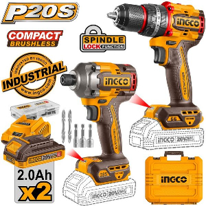 ΕΡΓΑΛΕΙΑ COMPACT ΜΠΑΤΑΡΙΑΣ 20V LI-ION ΣΕΤ 2 ΤΕΜ. INGCO CKLI20277E