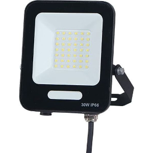 EUROLAMP ΠΡΟΒΟΛΕΑΣ LED 30W SMD ΜΑΥΡΟΣ IP66 4000K PLUS 60CM ΚΑΛΩΔΙΟ