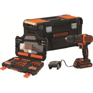 ΔΡΑΠΑΝΟΚΑΤΣΑΒΙΔΟ ΚΡΟΥΣΤΙΚΟ BLACK & DECKER 18V LI-ION + ΒΑΛΙΤΣΑΚΙ 19' + 104 ΑΞΕΣΟΥΑΡ BDCHD18S1KA