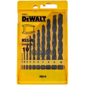 ΣΕΤ 10 ΤΕΜ DEWALT ΤΡΥΠΑΝΙΑ ΜΕΤΑΛΛΟΥ HSS-R DIN 338 Φ1-10 ΚΑΣΕΤΙΝΑ DT5911