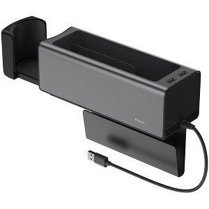 BASEUS DELUXE METAL ARMREST CONSOLE ORGANIZER DUAL USB BLACK