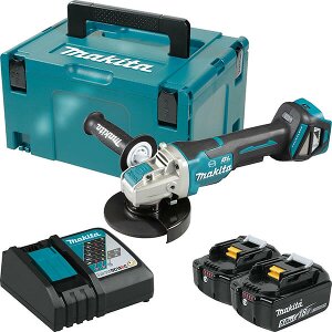 ΓΩΝΙΑΚΟΣ ΤΡΟΧΟΣ ΜΠΑΤΑΡΙΑΣ MAKITA 18V 125MM 2X 5AH LI-ION MAKPAC ΒΑΛΙΤΣΑ DGA519RTJ