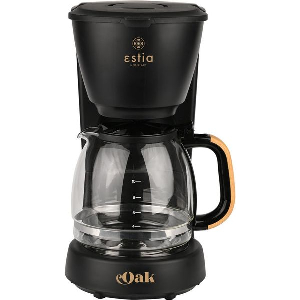 ESTIA ΚΑΦΕΤΙΕΡΑ ΦΙΛΤΡΟΥ OAK ΠΛΑΣΤΙΚΗ 1000W ΜΕ ΓΥΑΛΙΝΗ ΚΑΝΑΤΑ 1.25LT ΜΑΥΡΗ 06-24673
