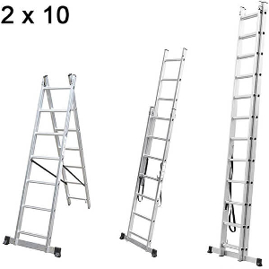 ΔΙΠΛΗ ΣΚΑΛΑ ΕΠΕΚΤΕΙΝΟΜΕΝΗ ΑΛΟΥΜΙΝΙΟΥ 2 X 10 ΣΚΑΛΟΠΑΤΙΑ GEHOCK 010295210