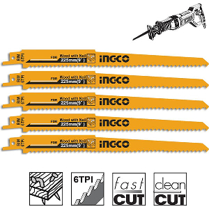 ΠΡΙΟΝΟΛΑΜΕΣ ΣΠΑΘΟΣΕΓΑΣ ΞΥΛΟΥ - ΚΑΡΦΙΩΝ ΣΕΤ 5 ΤΕΜ. 225MM INGCO RSB1111DF