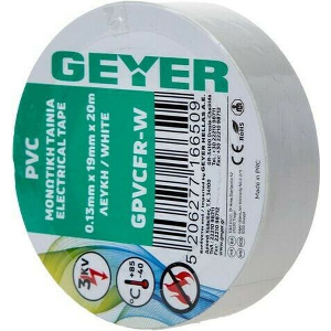 GEYER ΜΟΝ.ΤΑΙΝΙΑ PVC 0.13MMX19MMX20M ΛΕΥΚΗ