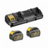 ΦΟΡΤΙΣΤΗΣ ΜΠΑΤΑΡΙΑΣ ΔΙΠΛΟΣ + 2 ΜΠΑΤΑΡΙΕΣ DEWALT XR FLEXVOLT 18V / 54V 6AH DCB546 DCB132T2