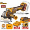 ΓΩΝΙΑΚΟΣ ΤΡΟΧΟΣ ΜΠΑΤΑΡΙΑΣ 125MM 20V LI-ION ΜΕ ΑΝΤΙΚΡΑΔΑΣΜΙΚΗ ΠΛΑΪΝΗ ΛΑΒΗ INGCO CAGLI2120272E